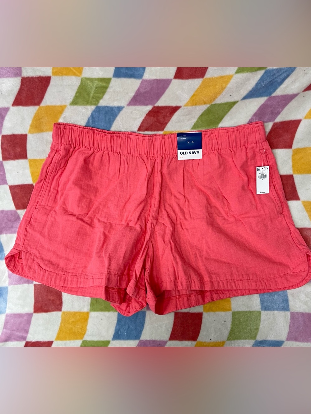 NWT-Old Navy Coral High-Waist Drawstring Casual Shorts